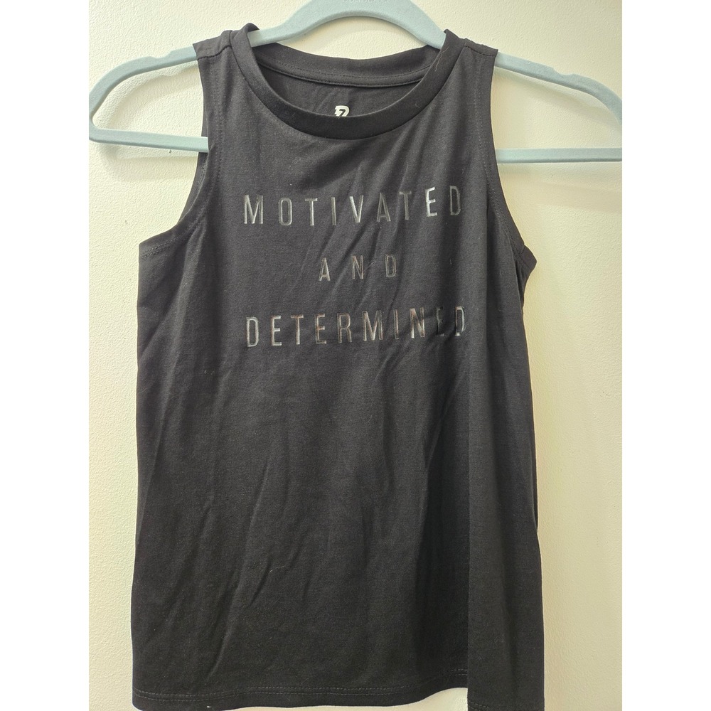 Runway Girls' Graphic Tank Top Black‎ Motivated Determined Sleeveless M